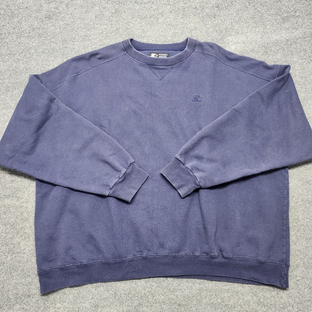 Starter Pro 80 Sweater Mens 2XL Heavyweight Crewneck Sweatshirt Blue Vintage